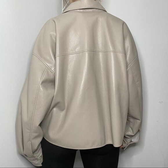 Babaton Pelli oversized leather button up shirt jacket - Picture 6 of 7